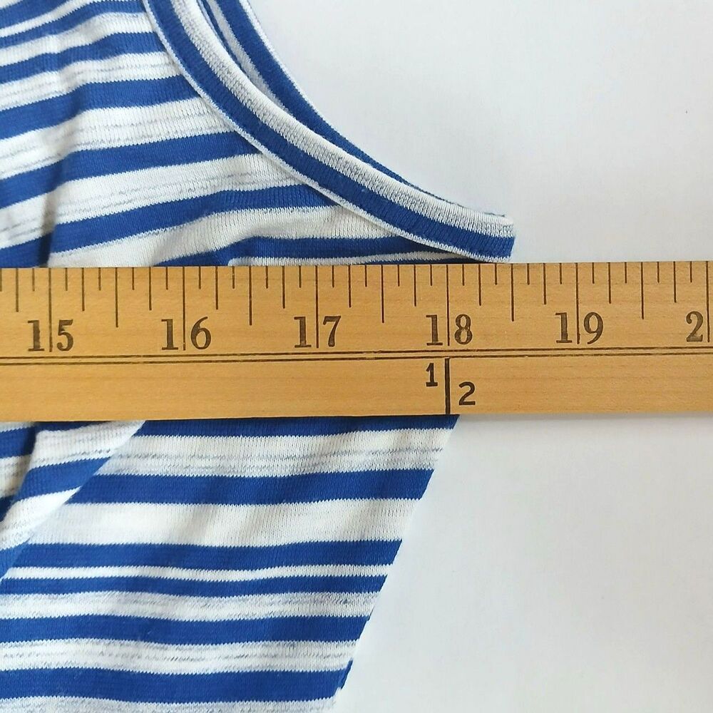 Talbots Striped Knee Length Dress PL Blue White Cotton Coastal Nautical Preppy - Picture 3 of 8